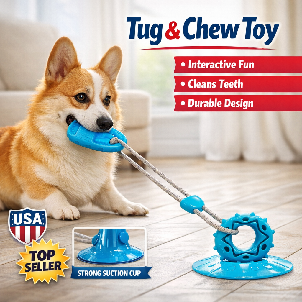 Dog Tug & Chew Toy with Strong Suction Cup