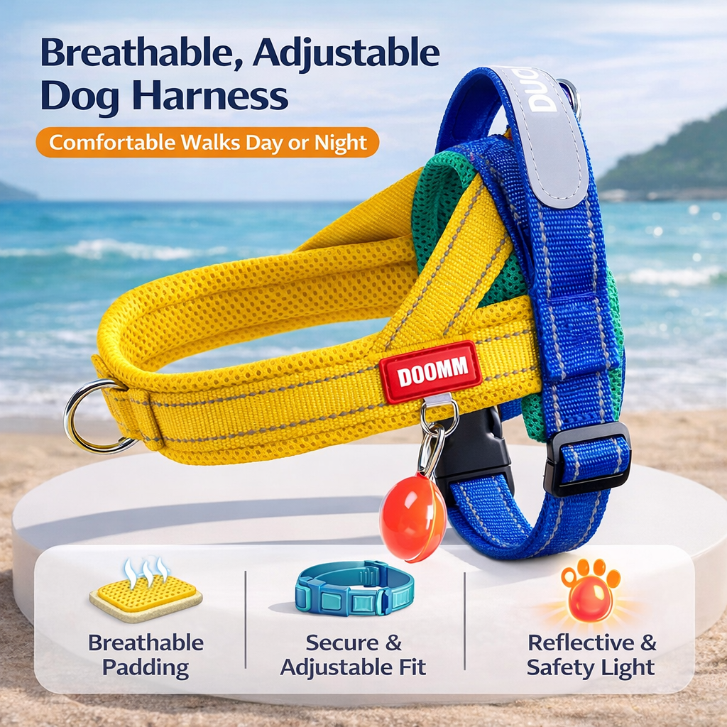 Dog Harness – Breathable, Lightweight, No-Pull Chest Design for Daily Walks